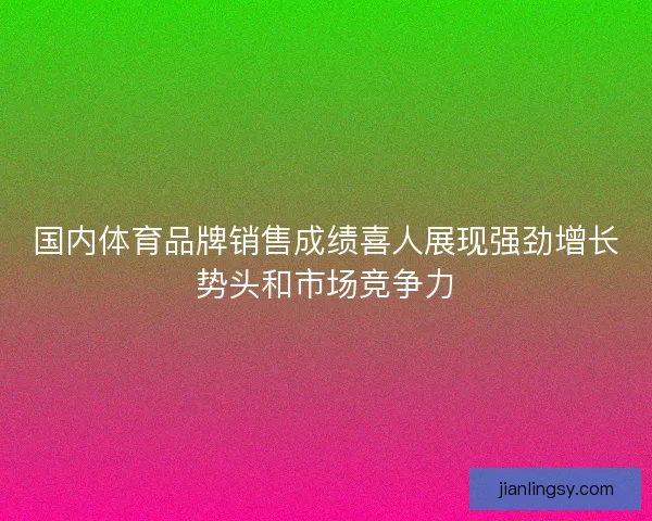 国内体育品牌销售成绩喜人展现强劲增长势头和市场竞争力
